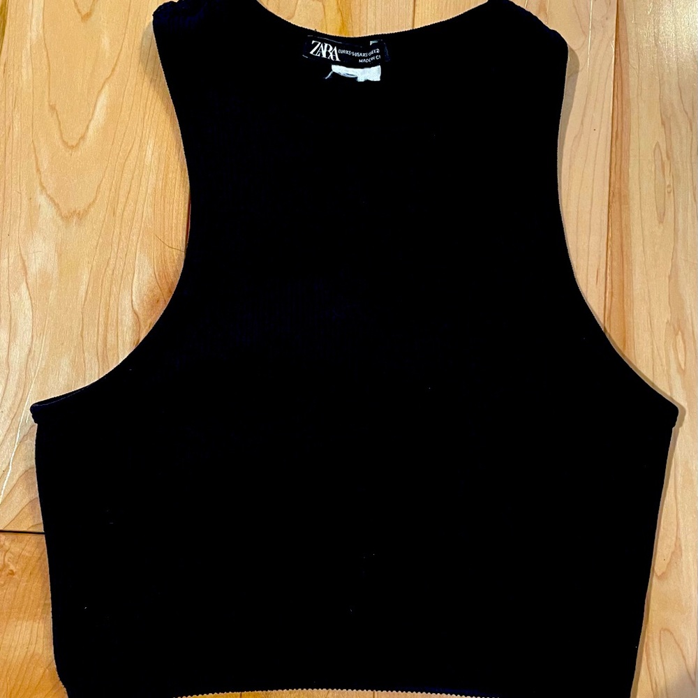 Zara Ribbed Halter Neck Top XS